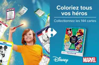 Coloriez tous vos héros Colllectionnez les 144 cartes Disney Marvel