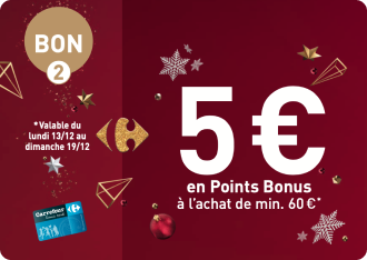 5 euros en Points Bonus à l'achet de min. 60 euros*