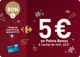 5 euros en Points Bonus à l'achet de min. 60 euros*