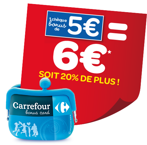 1 chèque bonus de 5€ = 6€ soit 20% de plus
