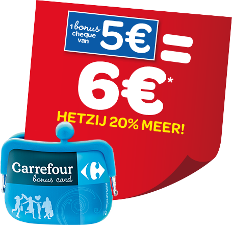1 bonus cheque van 5€ = 6€ hetzij 20% meer!